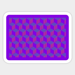 Greeen, yellow and violet geometric cube pattern design Triad color design. Ideal for stamps and clothes stamps Sticker